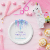 水彩青のカスタムウェディングプレート ペーパープレート (パーティー)