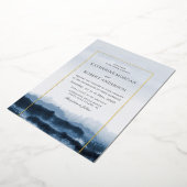 水彩青の風景自然インスパイア 箔招待状 (回転した状態)