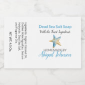 水彩青アイボリーヒトデ手作り石鹸ラベル フードラベル (シングルラベル)