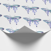 水彩青アクアパープルバタフライ ラッピングペーパー (角)
