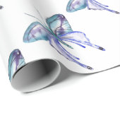 水彩青アクアパープルバタフライ ラッピングペーパー (ロールコーナー)