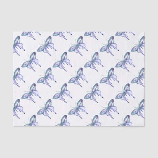水彩青アクアパープルバタフライ 薄葉紙 (正面)