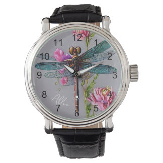水彩青ウイングトンボ 腕時計