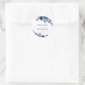 水彩青エレガントな結婚式封筒用シール ラウンドシール (バッグ)