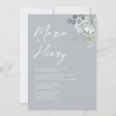 水彩青エレガントフローラほこりっぽい緑 招待状 (正面)