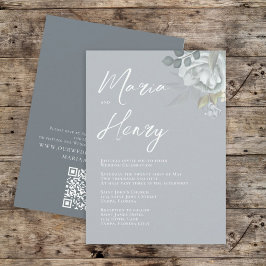 水彩青エレガントフローラほこりっぽい緑 招待状