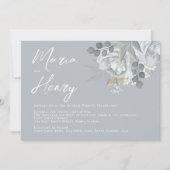 水彩青エレガントフローラほこりっぽい緑 招待状 (正面)