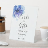 水彩青エレガントフローラカードとギフト 台座サイン (インサイチュ)