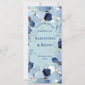 水彩青エレガントフローラ結婚式プログラム 招待状 (正面)