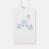 水彩青エレガントリボンおもちゃベビーショー ギフトタグ (裏面)