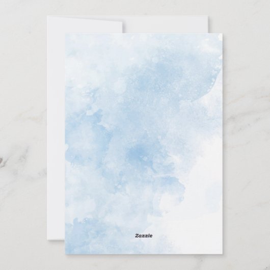 水彩青エレガントリボン弓ボーイベビーシャワー シーズンカード (裏面)