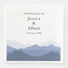 水彩青エレガント山ウェディングパーティー