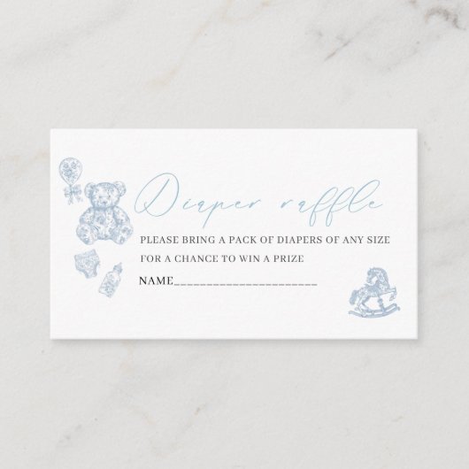 水彩青エレガント弓おもちゃ赤ちゃんシャワー エンクロージャーカード (正面)