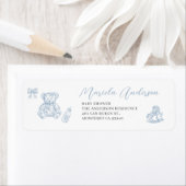 水彩青エレガント弓ToReturn住所 シール (インサイチュ)