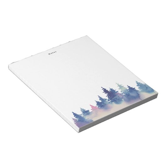 水彩青エレガント桃色の冬の砦 ノートパッド (アングル)