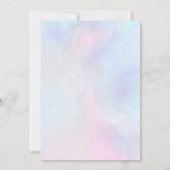 水彩青エレガント桃色の花赤ちゃんシャワー 招待状 (裏面)