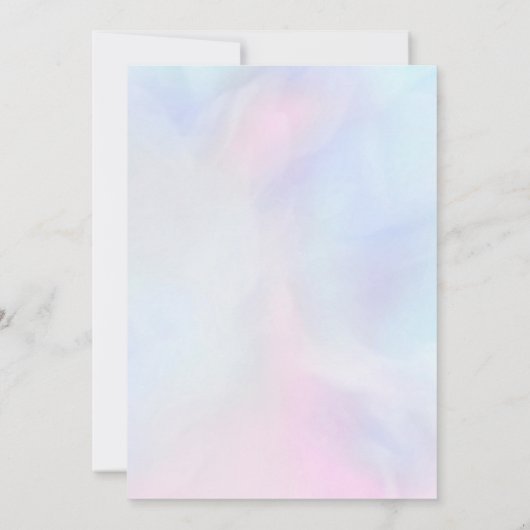 水彩青エレガント桃色の花赤ちゃんシャワー 招待状 (裏面)