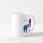 水彩青エレガント紫ユニコーンモダン コーヒーマグカップ (正面右)
