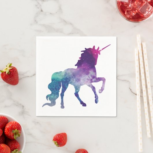 水彩青エレガント紫ユニコーンモダン スタンダードカクテルナプキン (インサイチュ)