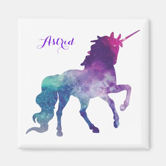 水彩青エレガント紫ユニコーンモダン マグネット (正面)