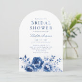 水彩青エレガント花ブライダルシャワー 招待状 (スタンド正面)
