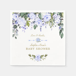 水彩青エレガント花赤ちゃんシャワー スタンダードカクテルナプキン