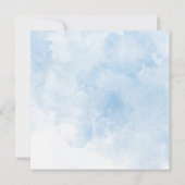 水彩青エレガント花赤ちゃんシャワー 招待状 (裏面)
