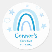 水彩青エレガント虹の赤ちゃんシャワー ラウンドシール (正面)