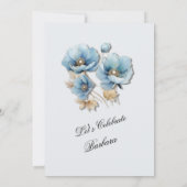 水彩青エレガント金ゴールドフローラ100誕生日 招待状 (裏面)