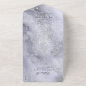 水彩青エレガント銀グリッター オールインワン招待状 (外側)
