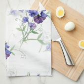 水彩青エンドウ豆ガーデンフラワーパターン キッチンタオル (四つ折り)