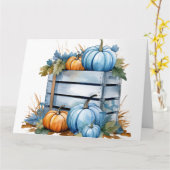 水彩青オレンジのトマトの木箱 カード (黄色い花)