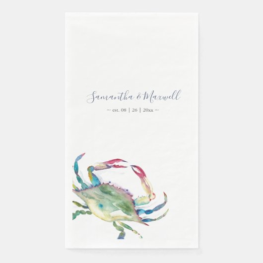 水彩青カニビーチ結婚式 パーソナライズされた (正面)