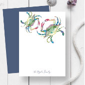 水彩青カニ文具パーソナライズされた具 ノートカード