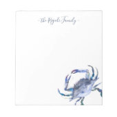 水彩青カニ文具パーソナライズされた具 ノートパッド (正面)