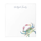 水彩青カニ文具パーソナライズされた具 ノートパッド (正面)