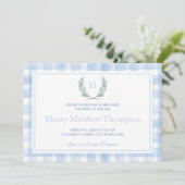 水彩青ギンガムローレルクレスト 案内状 (スタンド正面)