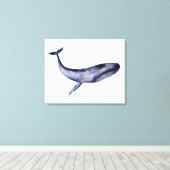 水彩青クジラ キャンバスプリント (インサイチュ (ウッドフロア))