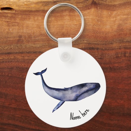 水彩青クジラ キーホルダー (正面)