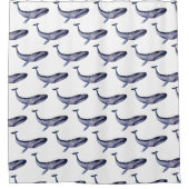 水彩青クジラ シャワーカーテン (正面)