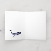 水彩青クジラ 箔グリーティングカード (内側レイダウン)