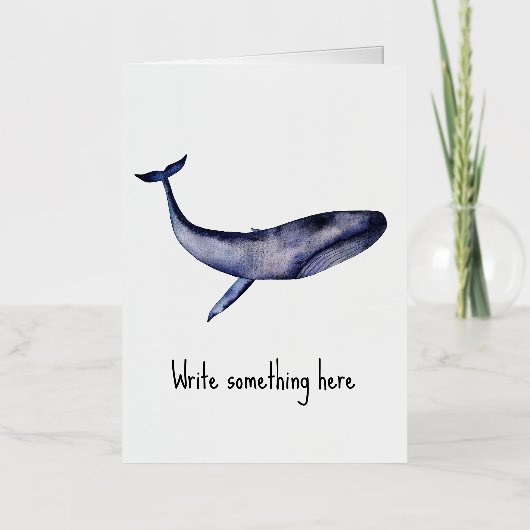 水彩青クジラ 箔グリーティングカード (正面)