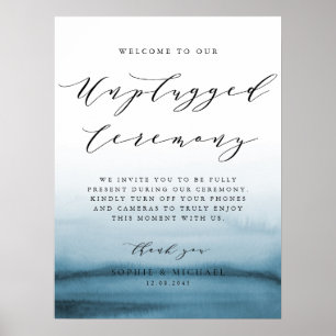 水彩青グラデーション栓結婚抜き ポスター