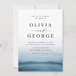 水彩青グラデーション色モダン結婚の 招待状