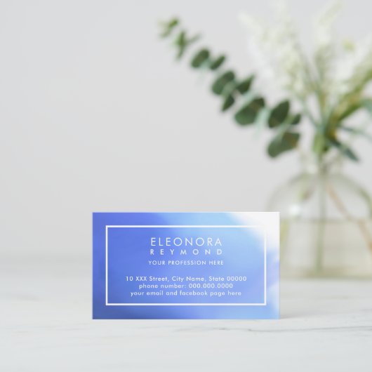 水彩青グラデーション 名刺 (スタンド正面)