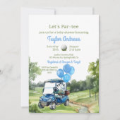 水彩青ゴルフベイビーシャワー 招待状 (正面)