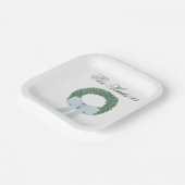 水彩青ジンガムサッシュリース ペーパープレート (傾斜あり)