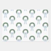 水彩青ジンガムサッシュリース ラッピングペーパーシート (正面)