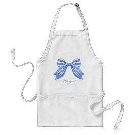 水彩青ストライプの弓 スタンダードエプロン