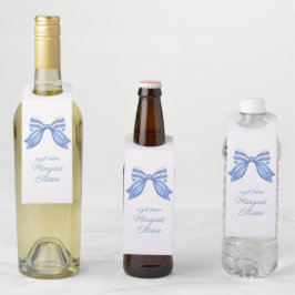 水彩青ストライプの弓 ボトルネックタグ